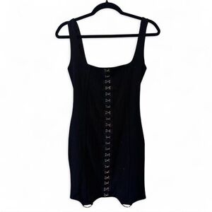 Black Mini Dress with silver accents and red splatter